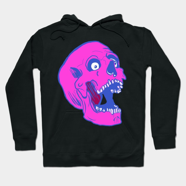 Halloween Zombie skull in blue and pink Hoodie by silentrob668